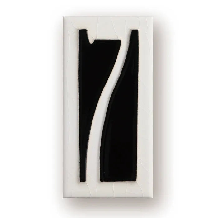 Handmade ceramic retro doorplate with enamel art numbers measuring 76x152mm