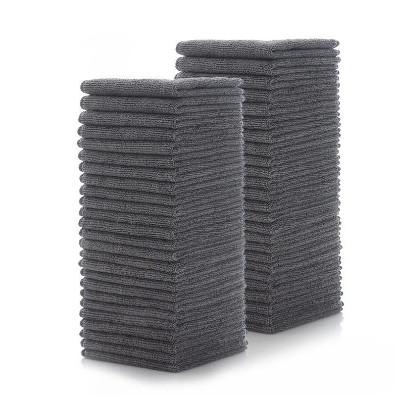 Grey 25x25cm square microfiber kitchen cleaning cloth for pots and bowls.