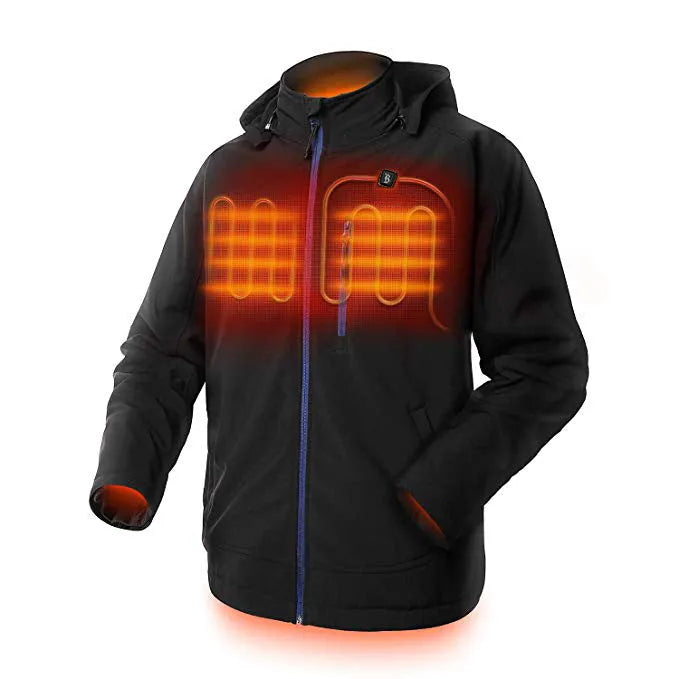 Black men's waterproof thermal winter coat with zipper and straight hem design