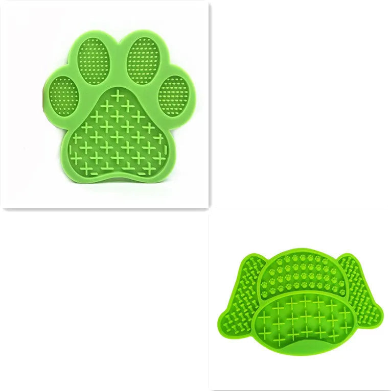 Silicone dog lick pad in red, 22 x 14.5 cm, with textured surface for slow feeding and anxiety relief