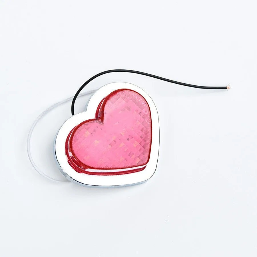 Heart-shaped 12v automotive LED sidelight for fender mounting in multiple colour options