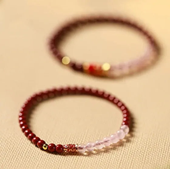 Hand-woven unisex bracelet with purple gold sand and koi pendant in retro style