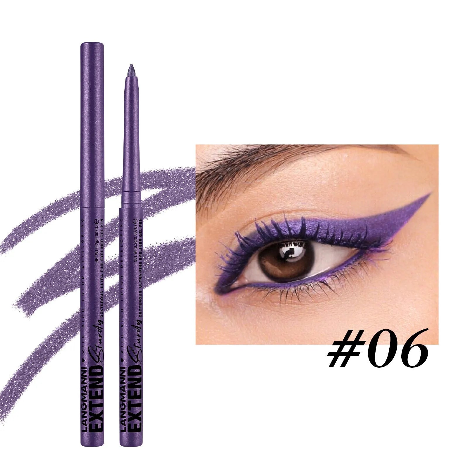 12 colourful eyeliner pencils with matte, glitter, metallic, and pearl finishes in waterproof formula