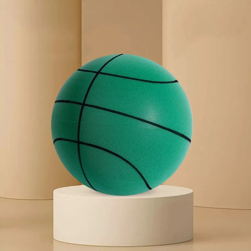 Assorted bright coloured silent high-density PU foam basketballs for indoor children's sports play.