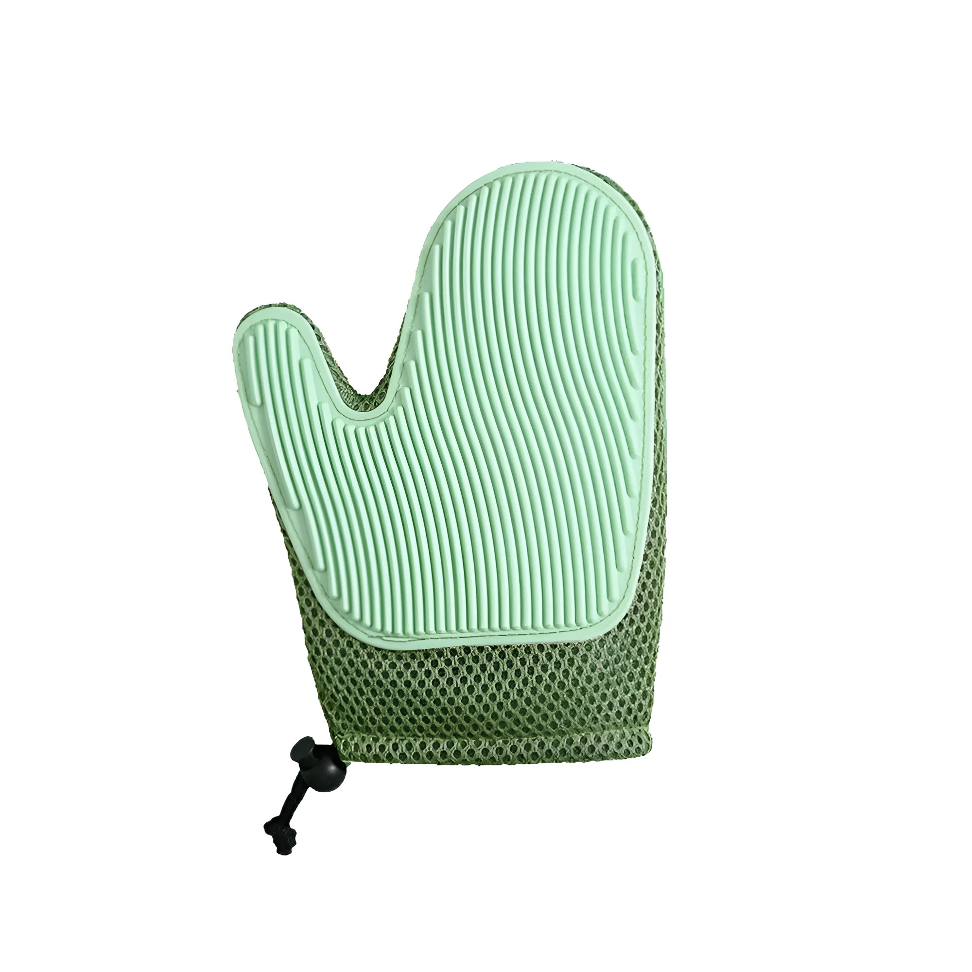 Right-hand pet grooming glove for hair removal and massage in dark blue, light green, or yellow