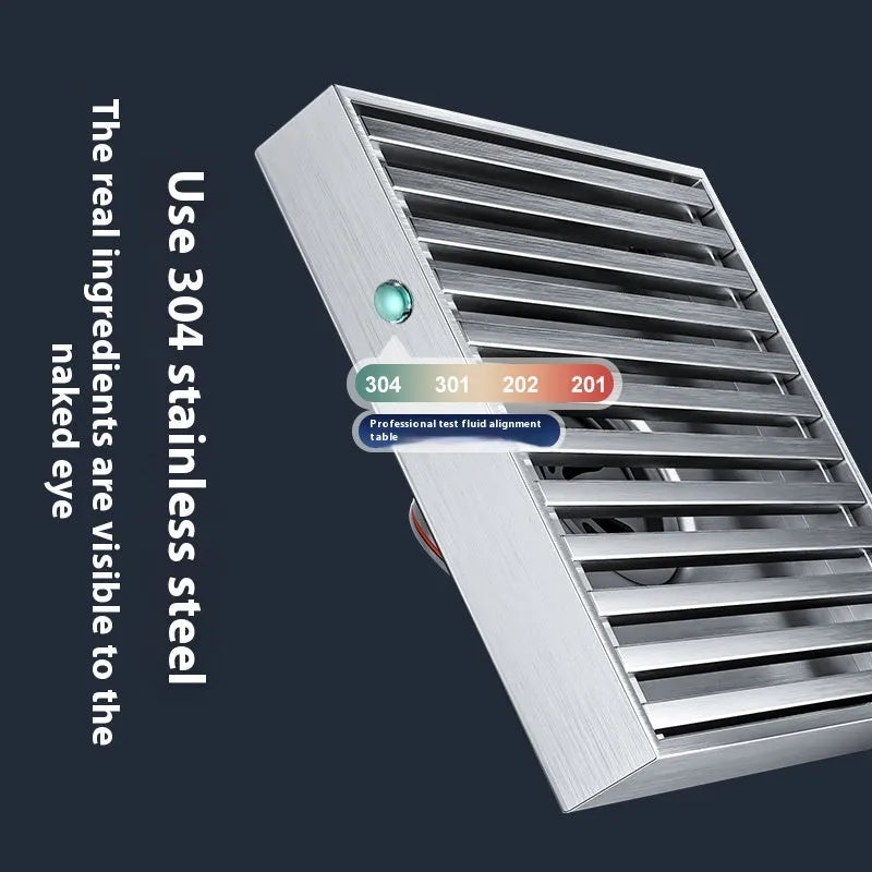 Gun grey 304 stainless steel courtyard floor drain grate measuring 15cm by 15cm.