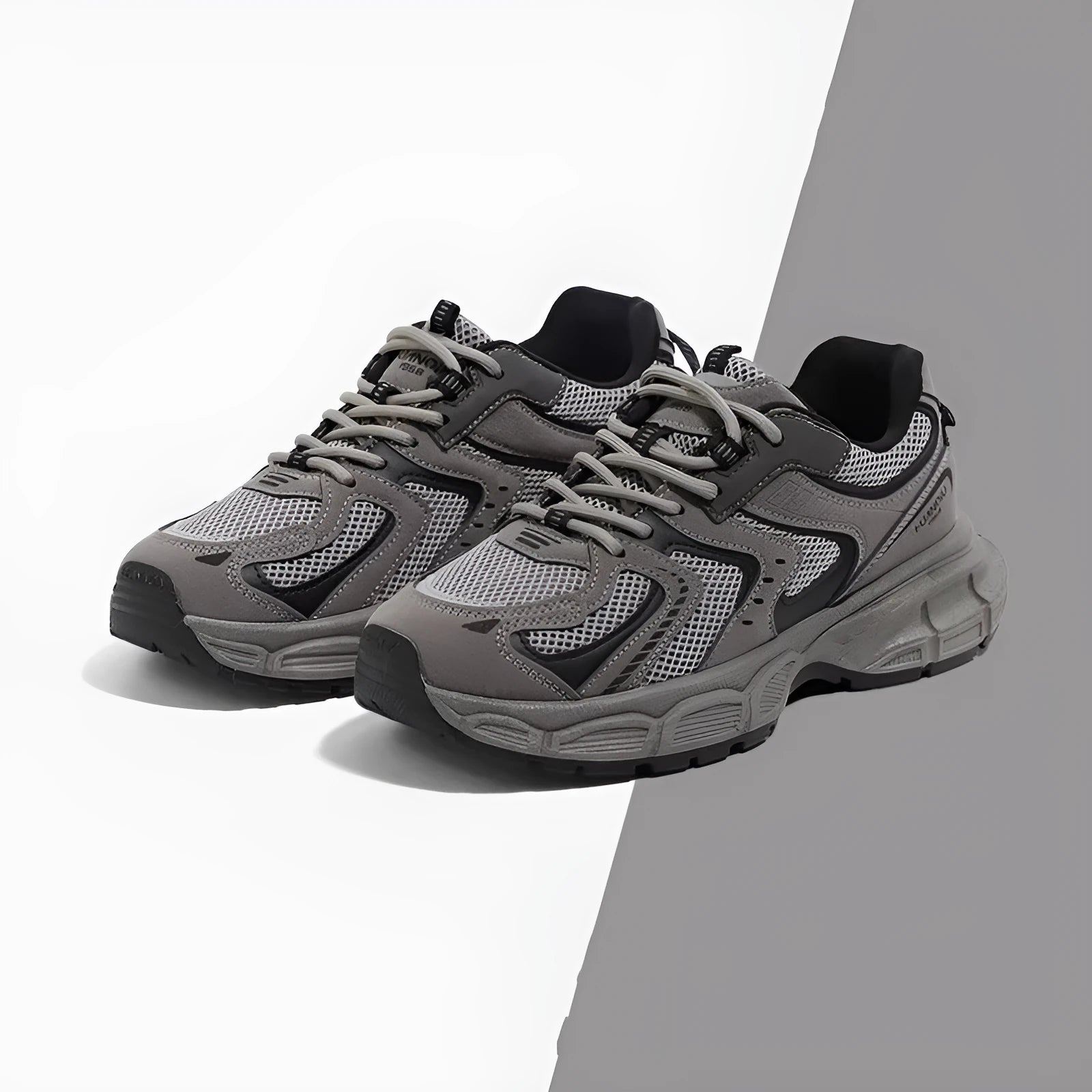 Dad shoe style platform sneakers with PU mesh upper and EVA sole in three colour options