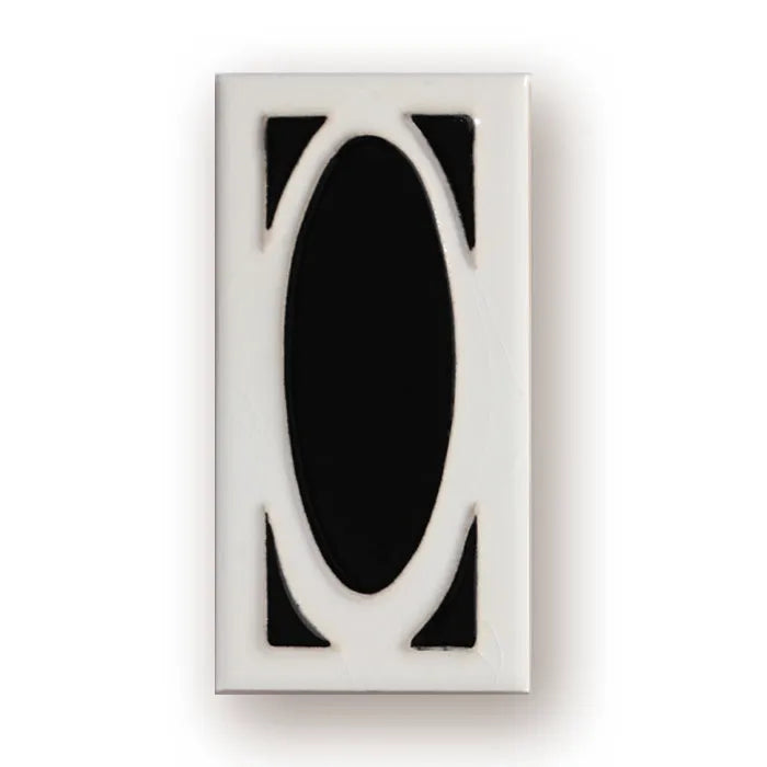 Handmade ceramic retro doorplate with enamel art numbers measuring 76x152mm