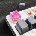 Green high-transparency resin keycap with starry sky design for mechanical keyboards