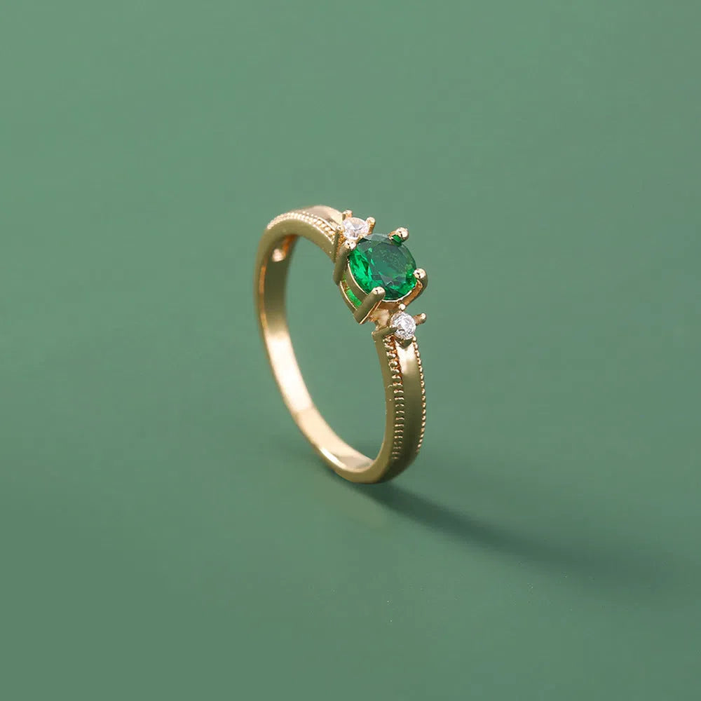 Adjustable metal zircon ring in geometric style, unisex design, available in multiple colours