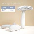 Stainless steel double-row dog grooming comb in azure light blue colour for hair removal