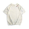 Gray men's tie dye t-shirt with full screen printing design, half sleeves, and round neck collar