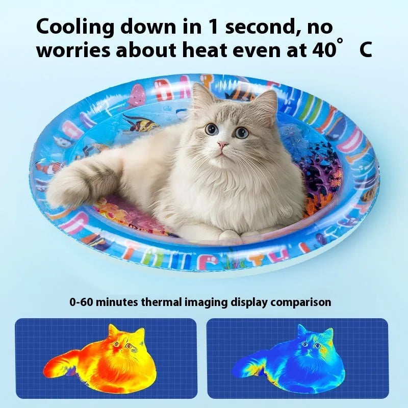 PVC inflatable pet water cooling mattress with dolphin design