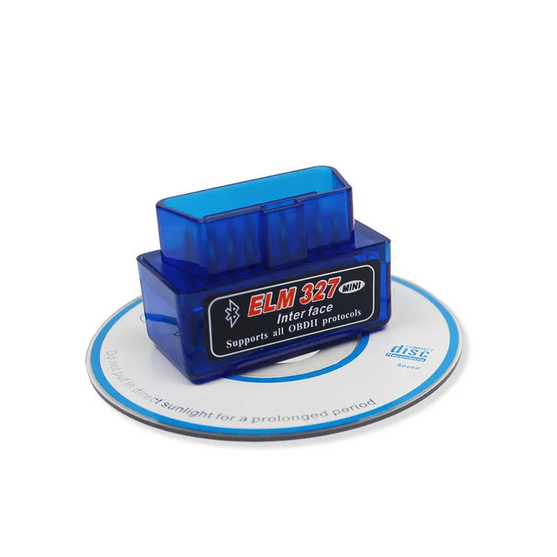 Mini Bluetooth OBD2 automotive diagnostic fault code scanner measuring 45x25x65mm