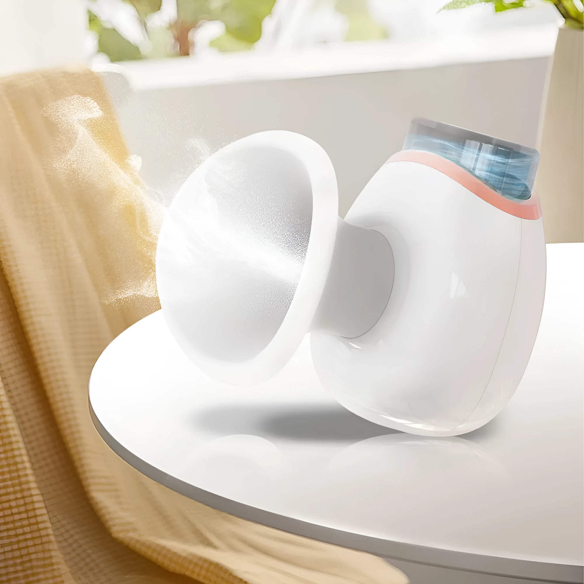 White and purple household eye humidifier with lithium battery power for portable moisturising