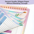 B5 spiral-bound budget tally book with a blue PP cover, open to show lined pages for income and expense tracking.
