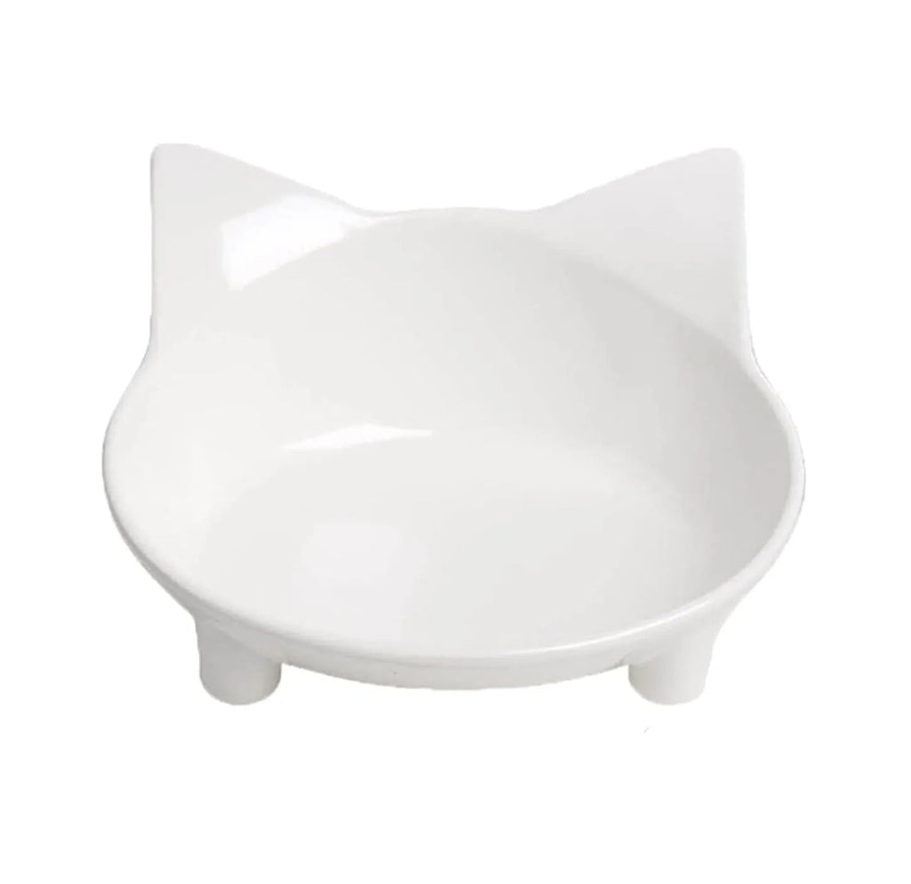 Shallow black cat bowl with non-slip rubber base for whisker relief feeding