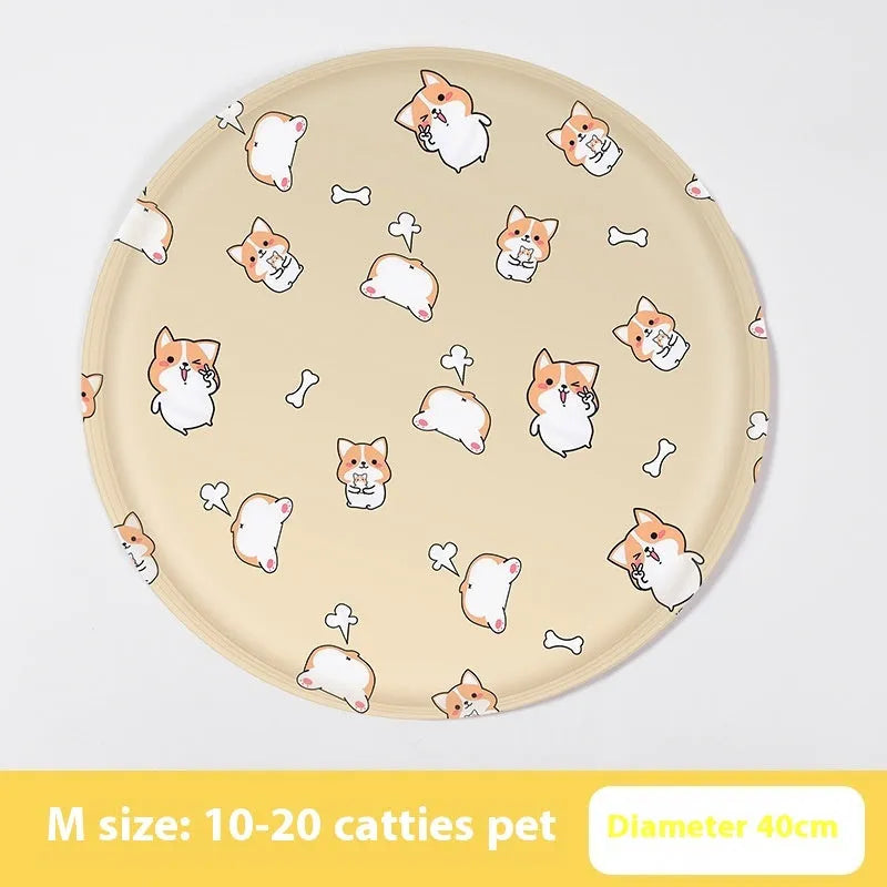 Round pet cooling mat with cartoon bunny design for dogs in 40cm or 50cm sizes