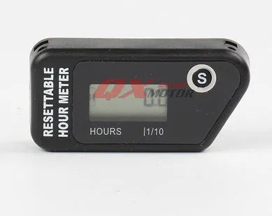 Black waterproof LCD digital maintenance timer for ATV motorcycle motorboat and generator service scheduling.
