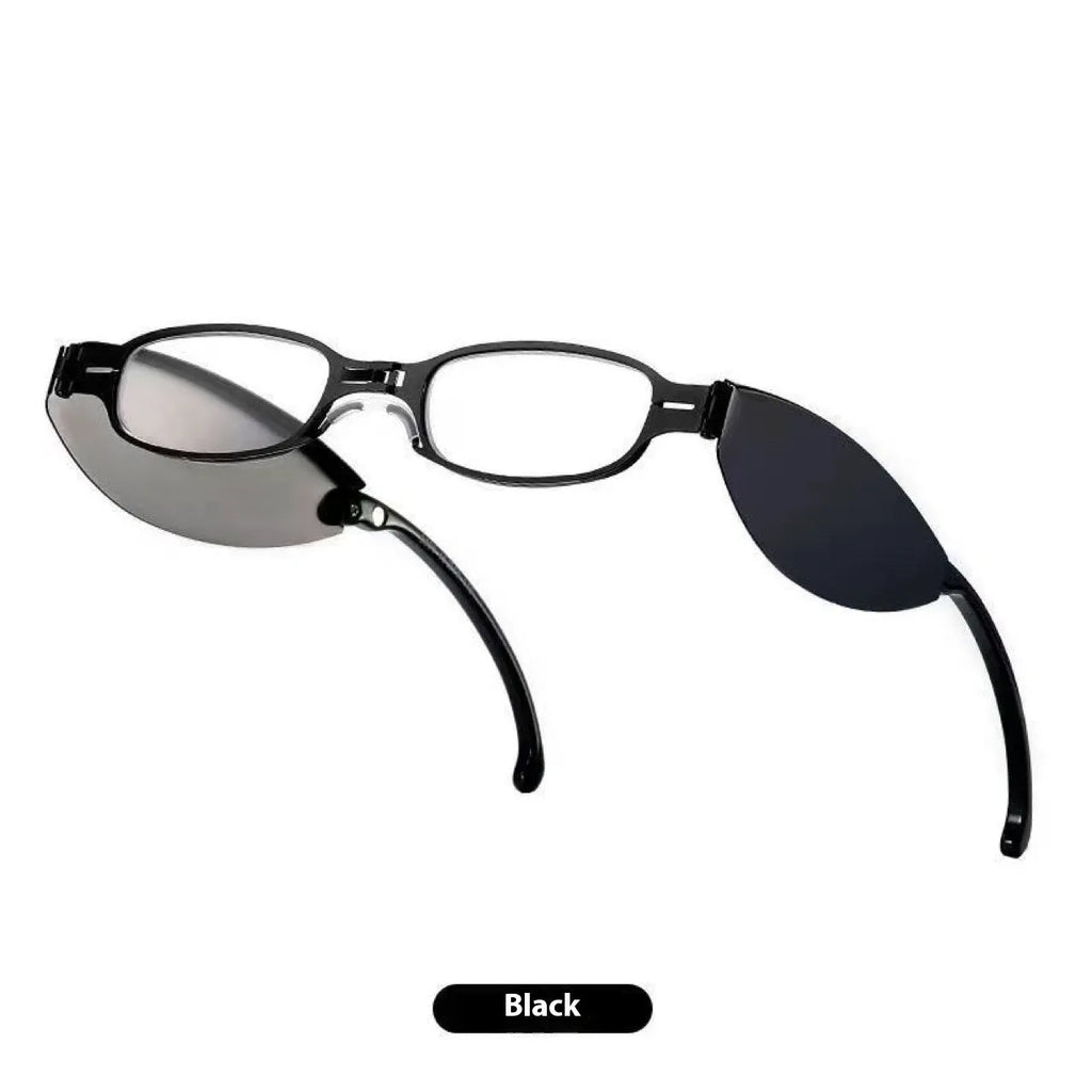 Folding pocket presbyopic glasses for men with metal frame in black or silver colour options
