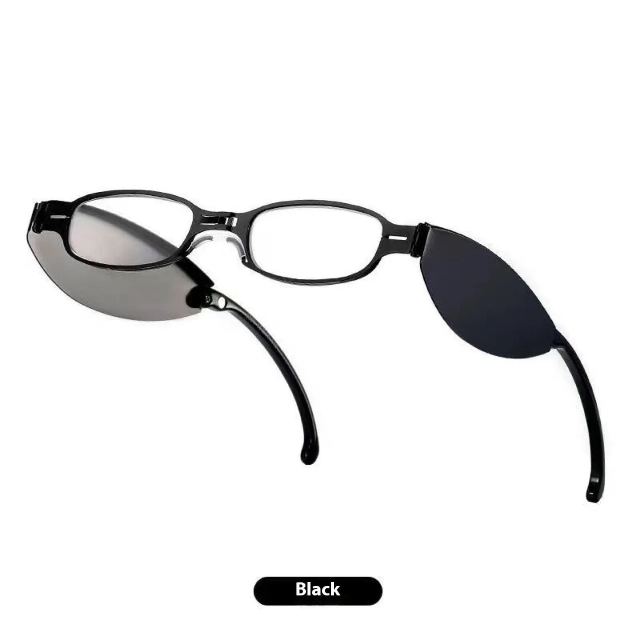 Folding pocket presbyopic glasses for men with metal frame in black or silver colour options