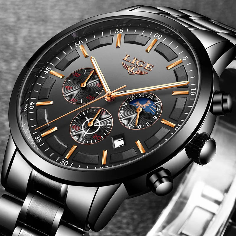 Men's waterproof quartz sports watch with 12mm thick case in multiple colour options