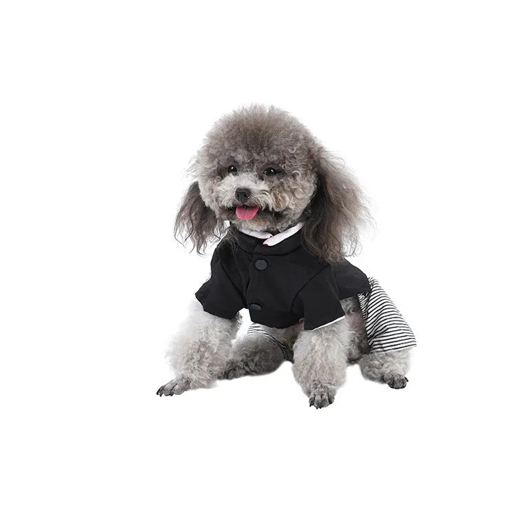 Thin cotton poodle dog clothes available in four-foot pants or skirt styles for summer seasonal wear