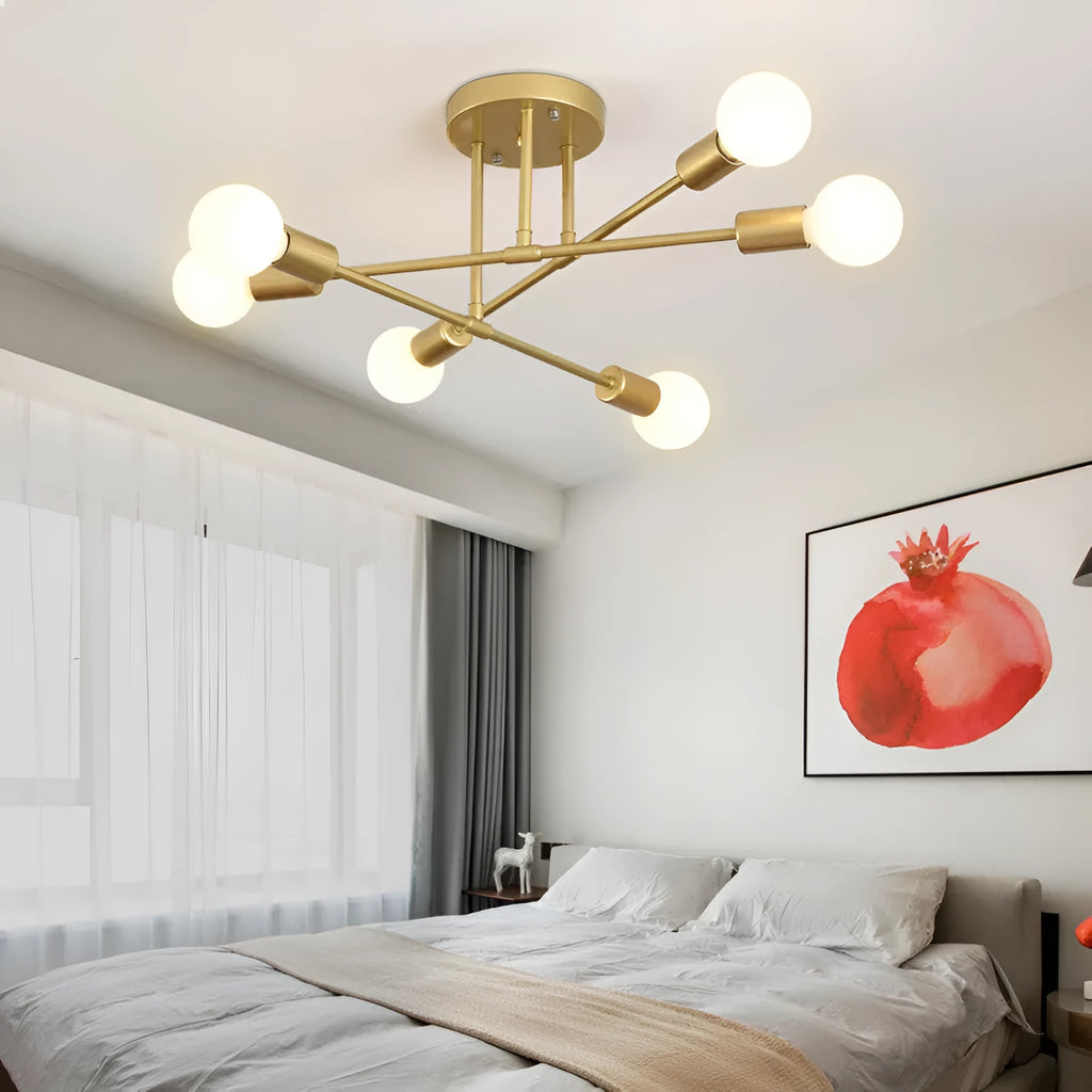 6 head iron industrial wind ceiling chandelier 700mm diameter for living room dining room