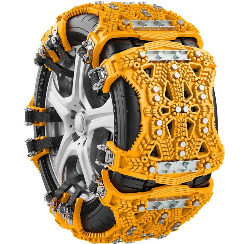 Universal plastic tyre chains with steel plate gear design for car and SUV winter driving