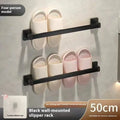 Nordic style wall-mounted bathroom slipper rack with seat function in carbon steel