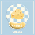Cartoon cheese mouse pad with wrist strap on rubber base with milk silk fabric surface