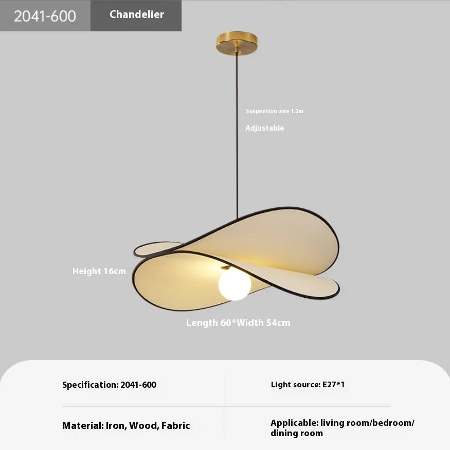 French style artistic fabric chandelier pendant light in modern simplicity design for bedroom ceiling