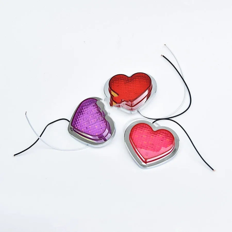Heart-shaped 12v automotive LED sidelight for fender mounting in multiple colour options