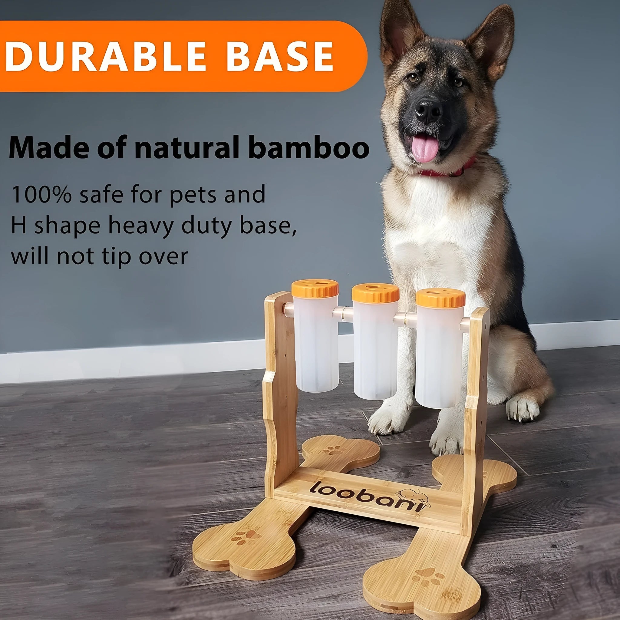 Wood colour wooden dog puzzle toy and interactive snack dispenser feeder