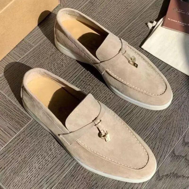 Unisex European slip-on loafers in multiple colours with rubber sole and steel toe cap