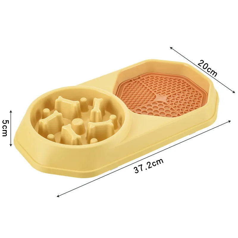 Blue slow feeder dog bowl with maze pattern for small to medium dogs measuring 37cm diameter