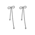 Fashion jewellery silver needle long bow tie full-jeweled stud earrings for women in gold and silver drop shape