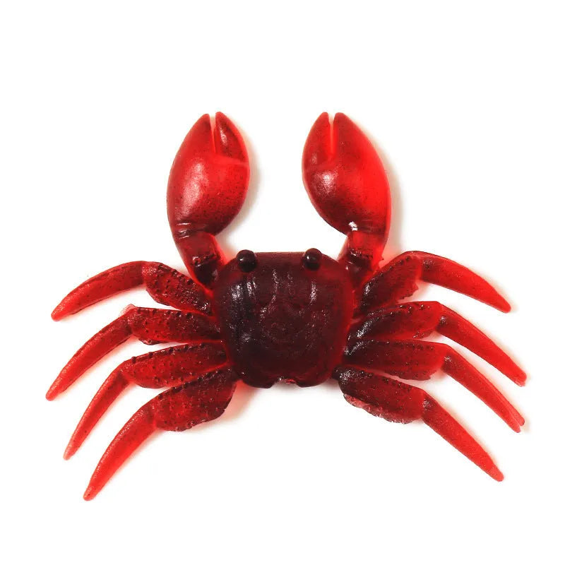8cm PVC soft crab fishing lure shown in brown and red colour variations