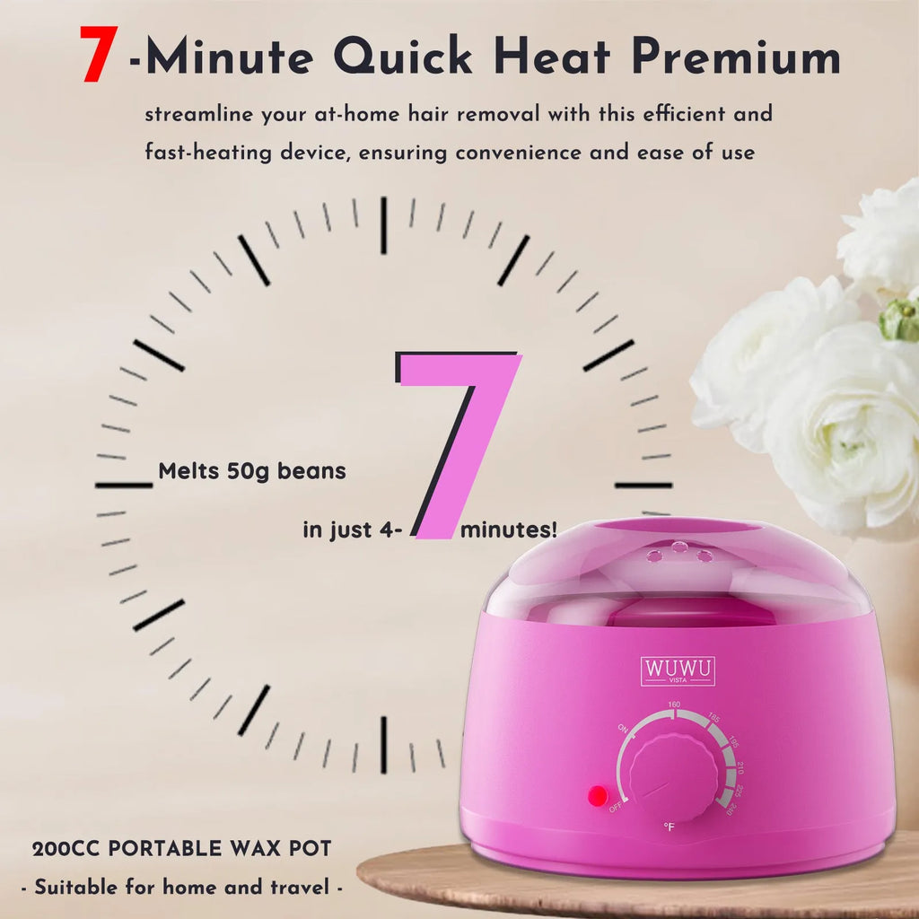 29 piece hard wax hair removal kit with black wax warmer, four wax bean colours, wax sticks and aftercare products