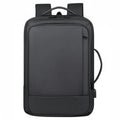 Black waterproof Oxford cloth backpack with curved shoulder strap and business styling