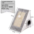 Triangle-shaped cat bed with sisal scratching corners in grey and white colour combination