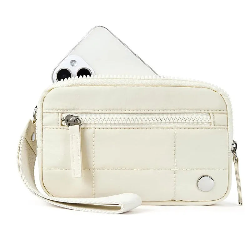 Waterproof quilted handbag with transparent front deck compartment in seven colour options