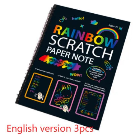 Large format children's scratch art paper with colourful patterns for DIY scraping painting