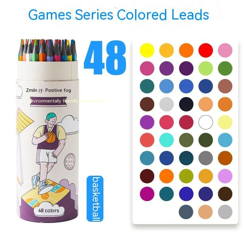 Zhenglin Sports Series colour pencil set with paper barrel in 24 or 36 colour options.
