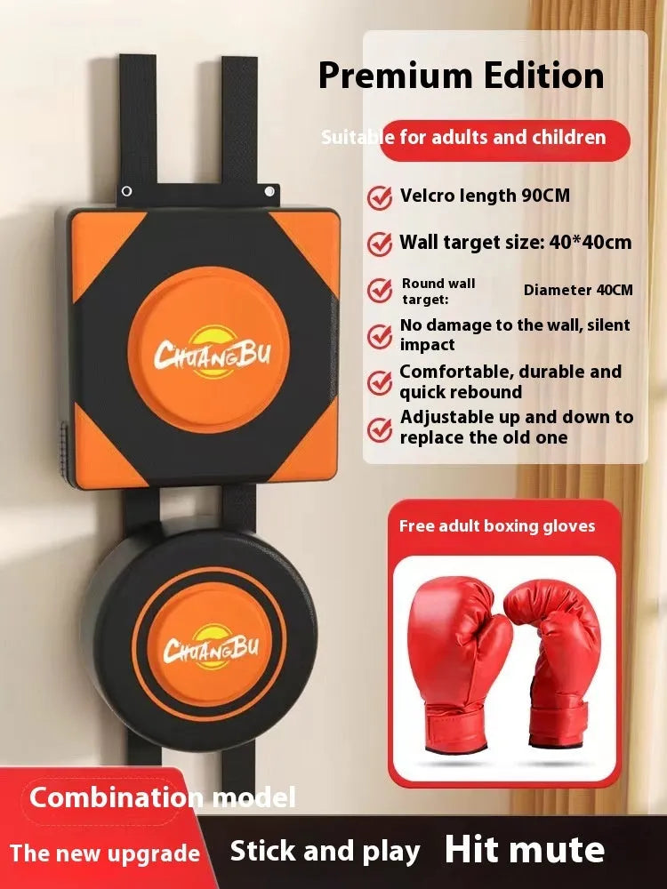 Hanging boxing sandbag wall target with PU leather construction for home fitness training