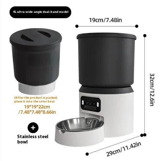 4L smart pet feeder with wifi remote control and optional video monitoring camera