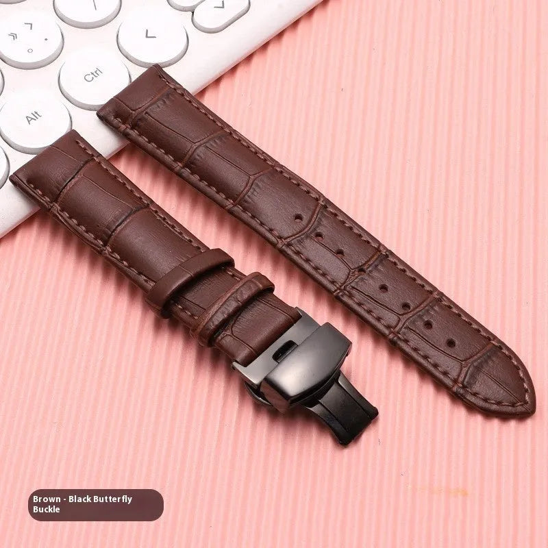 Cowhide Leather Watch Strap Unisex Butterfly Clasp Universal Fit In Stock Replacement Band Available in Multiple Colours Sizes 12mm to 24mm Factory Direct Watch Accessories