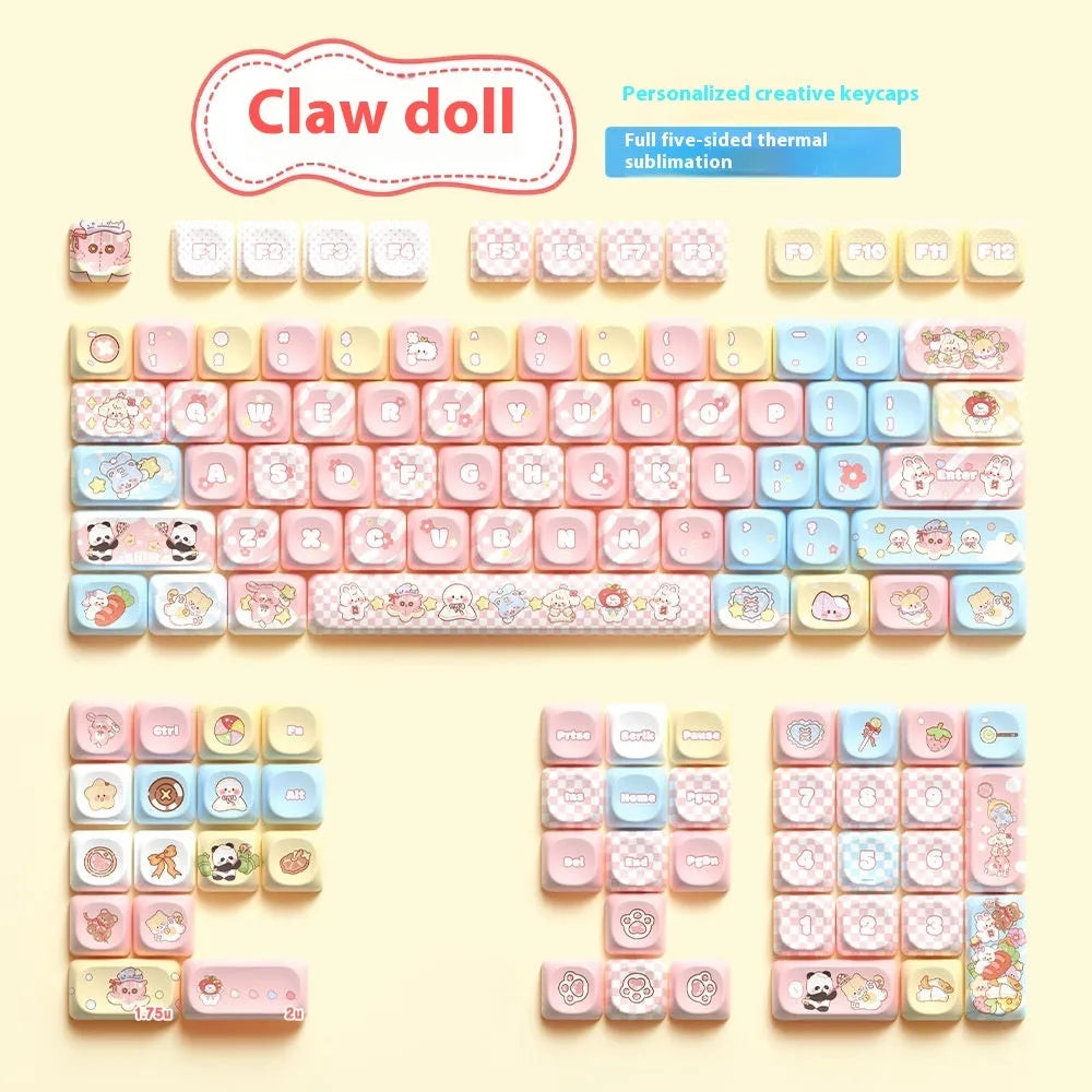 Clip Doll Original Cute Fit pink mechanical keyboard key cap set with Doll character artwork