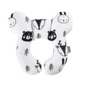 Baby U-shape pillow with cartoon fox pattern on a white background, size 25x23cm, PP cotton filling for neck support