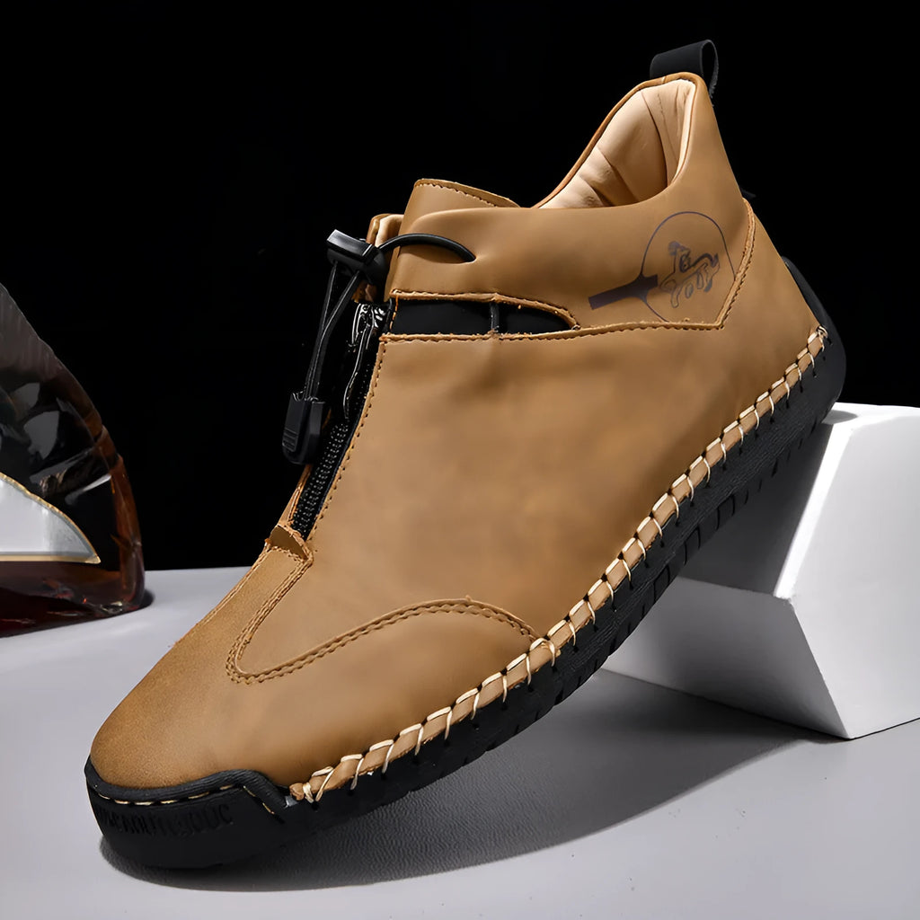 Men's casual leather shoes in multiple colours with mid heels and pointed round toe styling